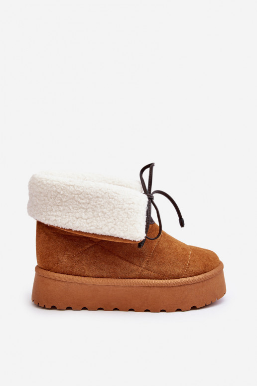 snowboots met platform met verwarming in de bruine kleur Olimuka snowboots met platform met verwarming in de bruine kleur Olimuka