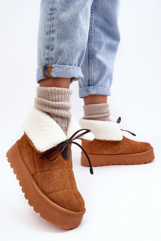 snowboots met platform met verwarming in de bruine kleur Olimuka snowboots met platform met verwarming in de bruine kleur Olimuka