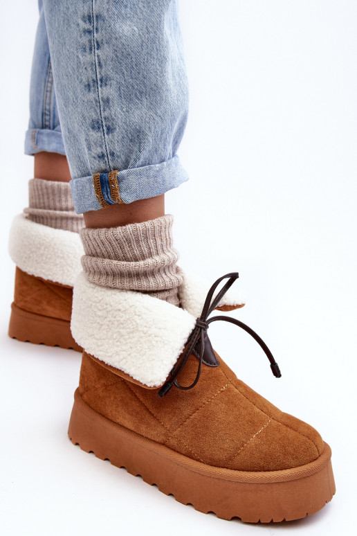 snowboots met platform met verwarming in de bruine kleur Olimuka snowboots met platform met verwarming in de bruine kleur Olimuka