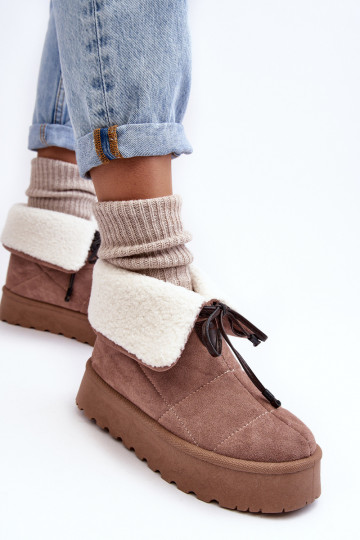 snowboots met een platform met verwarmend beige Olimuka 2