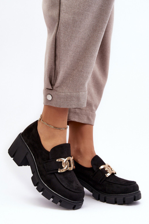 suède schoenen met ornamenten in zwarte Rullenes