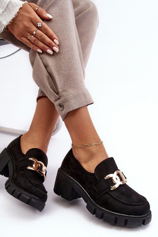 suède schoenen met ornamenten in zwarte Rullenes