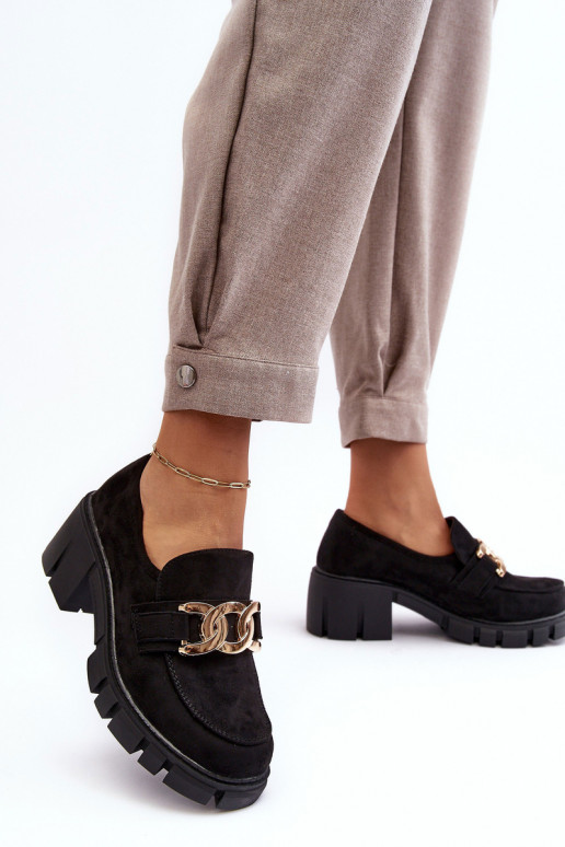 suède schoenen met ornamenten in zwarte Rullenes