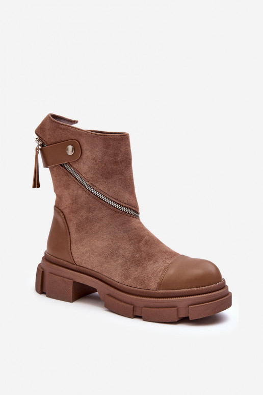 Suede laarzen met ritsen beige Kandell Suede laarzen met ritsen beige Kandell