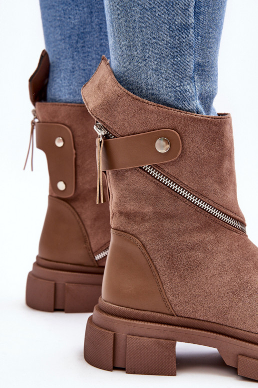 Suede laarzen met ritsen beige Kandell Suede laarzen met ritsen beige Kandell