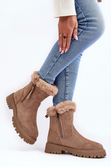 Suede laarzen met bont beige kleur Hasiva 2
