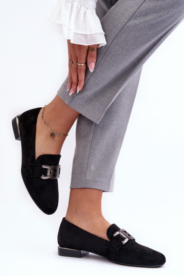 damesmocassins met ornamenten in zwarte kleur Camilena - Zamsz 2