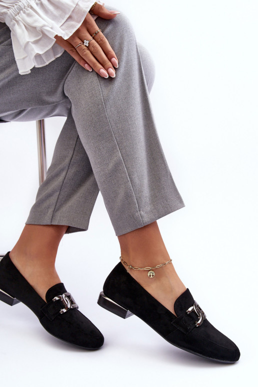 damesmocassins met ornamenten in zwarte kleur Camilena - Zamsz damesmocassins met ornamenten in zwarte kleur Camilena - Zamsz