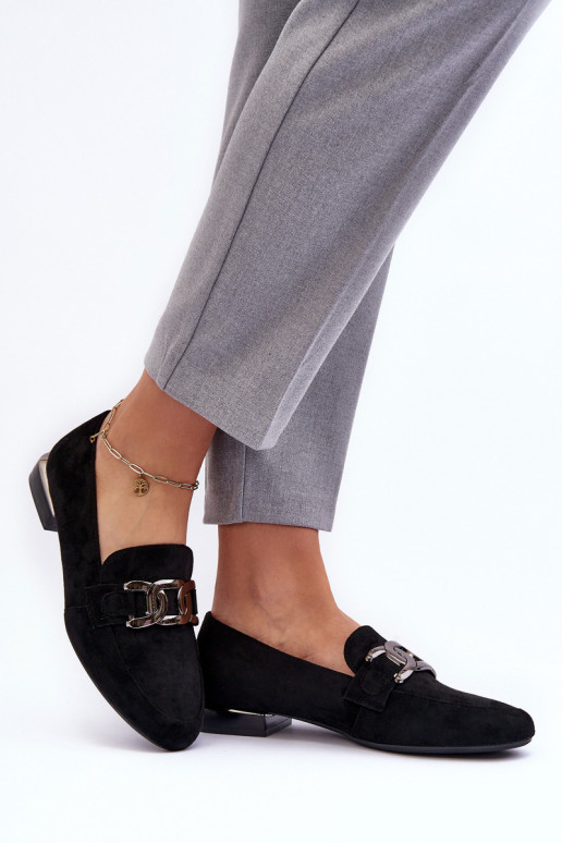 damesmocassins met ornamenten in zwarte kleur Camilena - Zamsz damesmocassins met ornamenten in zwarte kleur Camilena - Zamsz