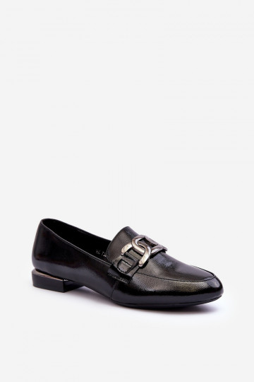 damesmocassins met lakeffect met ornamenten in zwart Camilena