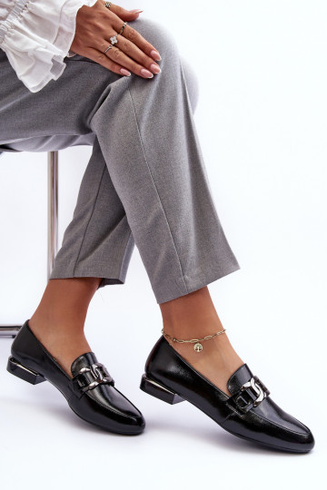 damesmocassins met lakeffect met ornamenten in zwart Camilena 2