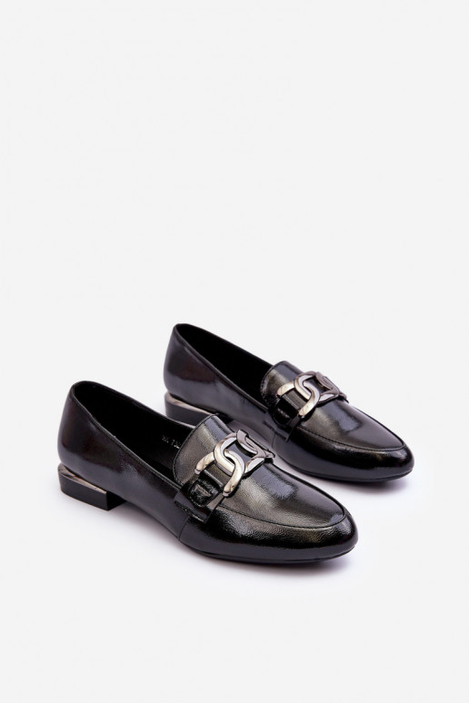 damesmocassins met lakeffect met ornamenten in zwart Camilena