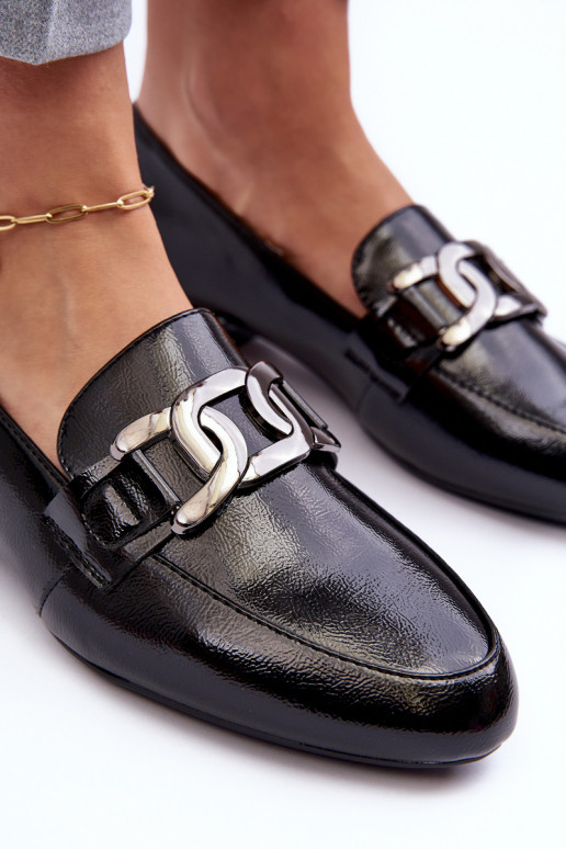 damesmocassins met lakeffect met ornamenten in zwart Camilena