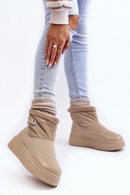 Gattea beige platform snowboots van een duurzaam model Gattea beige platform snowboots van een duurzaam model
