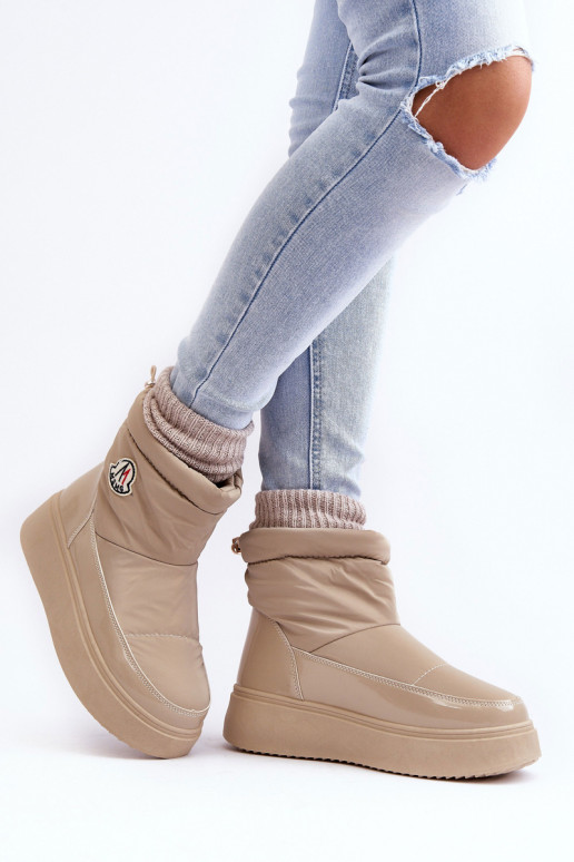 Gattea beige platform snowboots van een duurzaam model Gattea beige platform snowboots van een duurzaam model