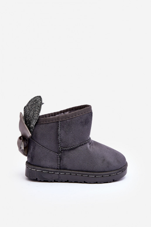 Verwarmde kindersnowboots met linten grijze Meriva Verwarmde kindersnowboots met linten grijze Meriva