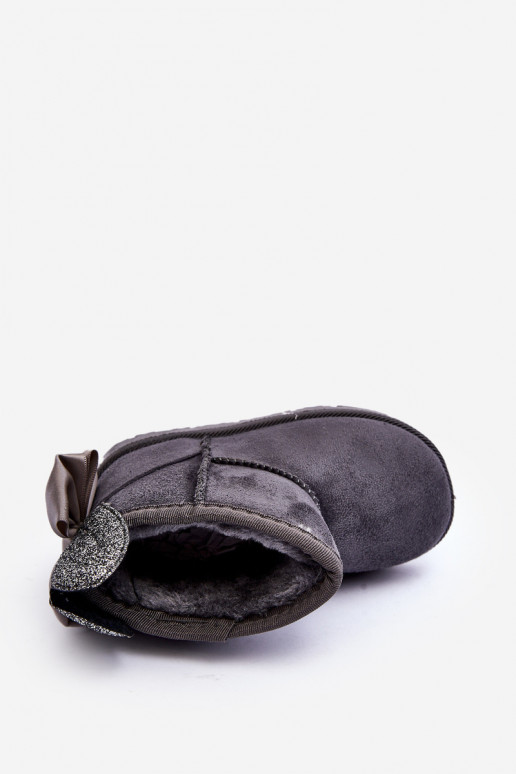 Verwarmde kindersnowboots met linten grijze Meriva Verwarmde kindersnowboots met linten grijze Meriva