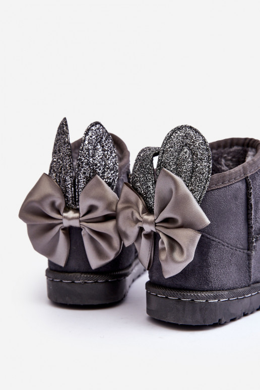Verwarmde kindersnowboots met linten grijze Meriva Verwarmde kindersnowboots met linten grijze Meriva