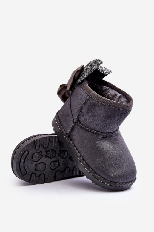 Verwarmde kindersnowboots met linten grijze Meriva Verwarmde kindersnowboots met linten grijze Meriva