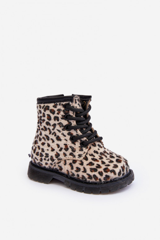 Warme kinderschoenen met ritsen beige Goopy