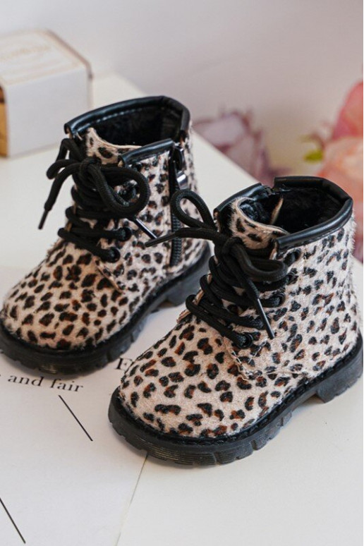 Warme kinderschoenen met ritsen beige Goopy