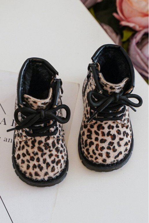 Warme kinderschoenen met ritsen beige Goopy