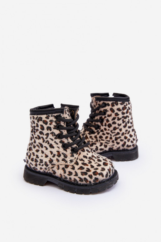 Warme kinderschoenen met ritsen beige Goopy