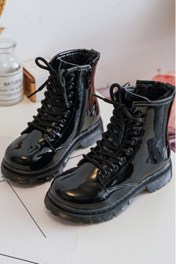 Kinderlaarzen met lakeffect met ritsen in zwart Tibbie 2