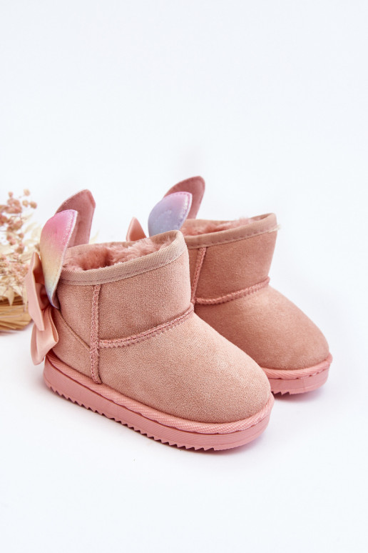 Verwarmde kindersnowboots met linten roze Meriva
