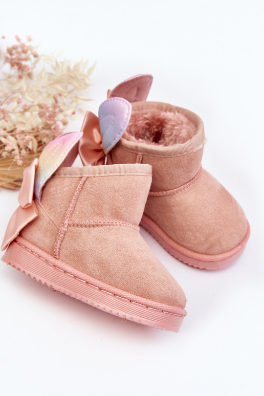 Verwarmde kindersnowboots met linten roze Meriva