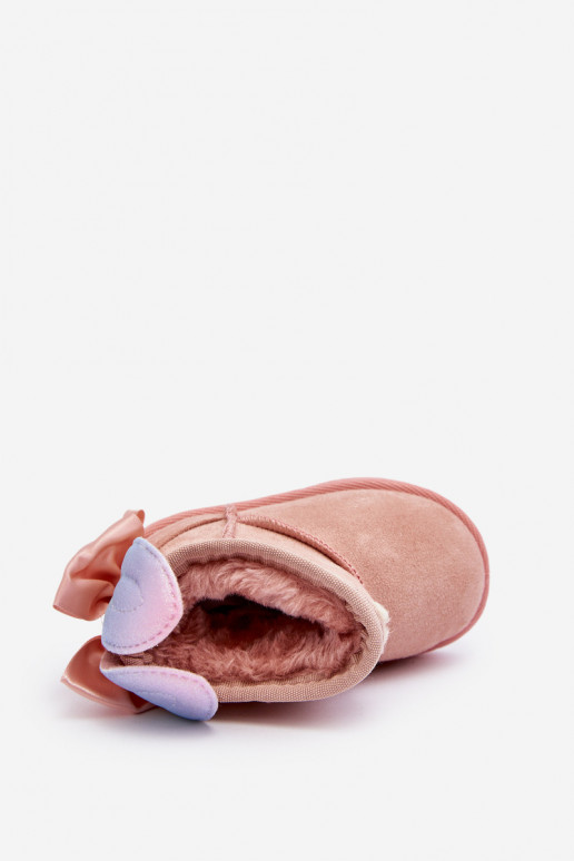 Verwarmde kindersnowboots met linten roze Meriva