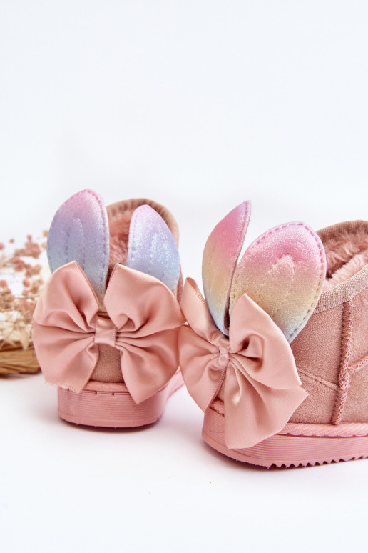 Verwarmde kindersnowboots met linten roze Meriva