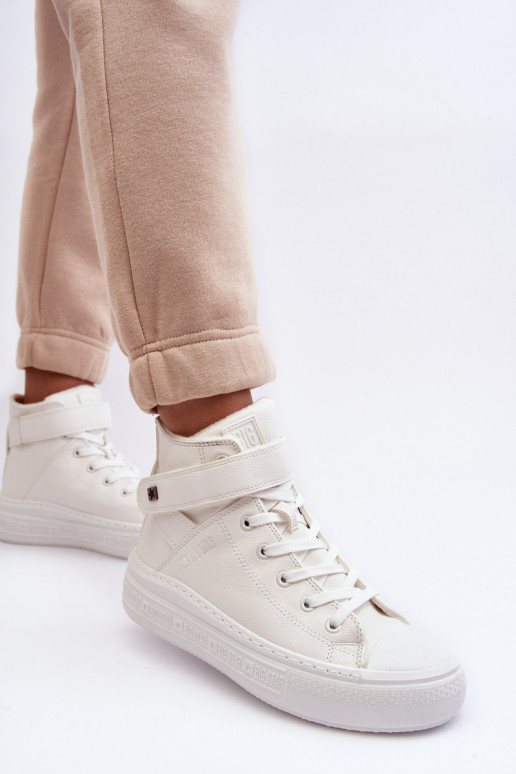 Verwarmde vrijetijdsschoenen met platform Big Star witte kleur MM274006