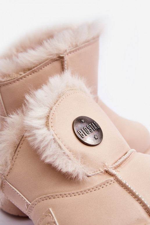 Kindersnowboots verwarmd met bont aan de binnenkant beige Big Star MM374084