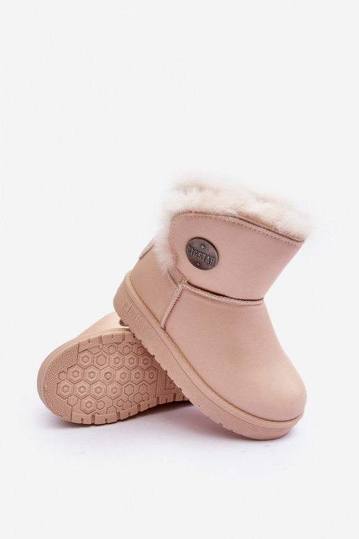 Kindersnowboots verwarmd met bont aan de binnenkant beige Big Star MM374084