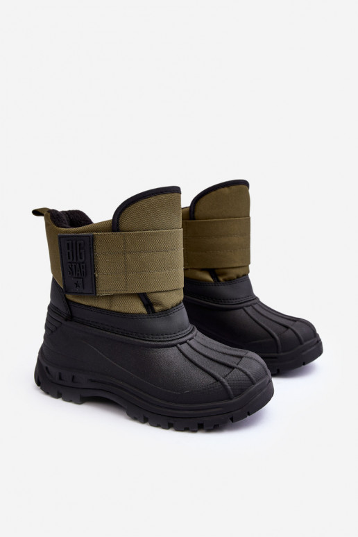 Kindersnowboots met zelfklevende sluitingen verwarmd kaki Big Star MM374123 Kindersnowboots met zelfklevende sluitingen verwarmd kaki Big Star MM374123