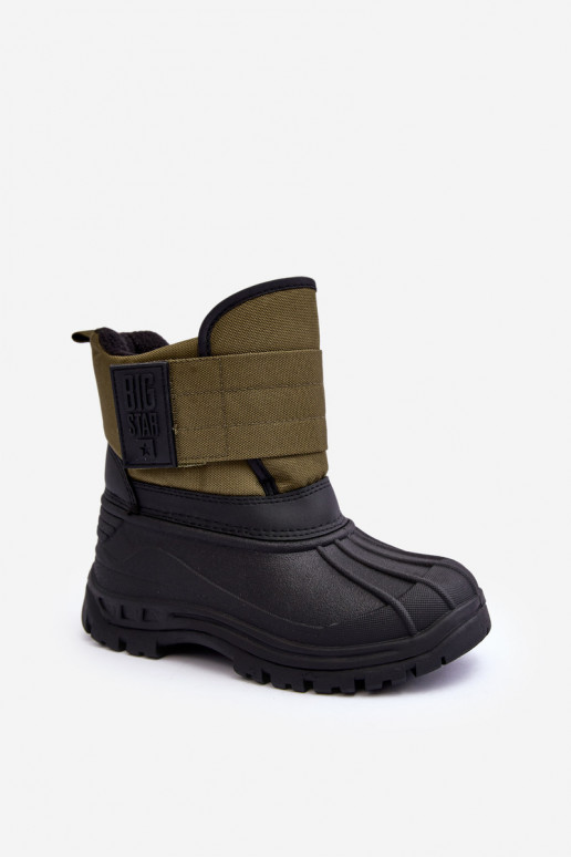 Kindersnowboots met zelfklevende sluitingen verwarmd kaki Big Star MM374123 Kindersnowboots met zelfklevende sluitingen verwarmd kaki Big Star MM374123