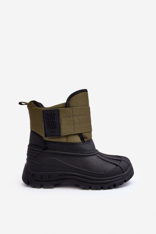 Kindersnowboots met zelfklevende sluitingen verwarmd kaki Big Star MM374123 Kindersnowboots met zelfklevende sluitingen verwarmd kaki Big Star MM374123