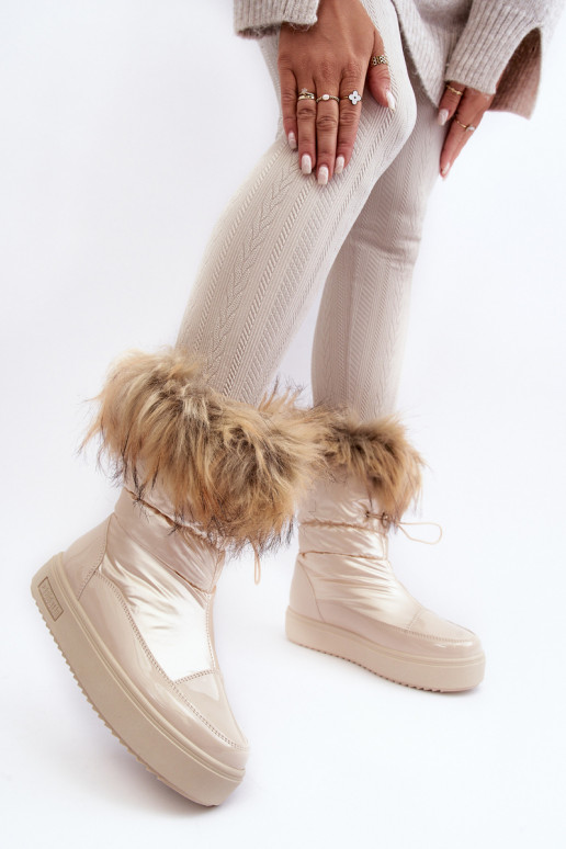 snowboots met bont beige Big Star MM274380 snowboots met bont beige Big Star MM274380
