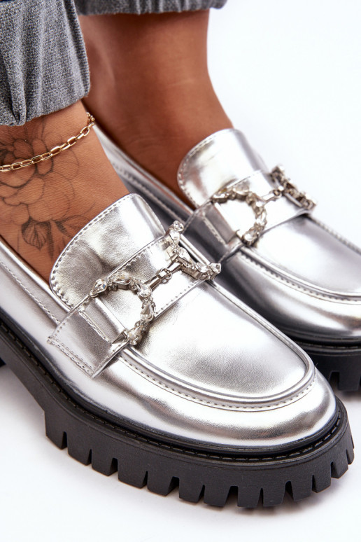 schoenen met brede hak in zilverkleur Lemmitty schoenen met brede hak in zilverkleur Lemmitty