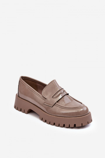 lakleren schoenen Mocassins met brede hakken beige Jannah
