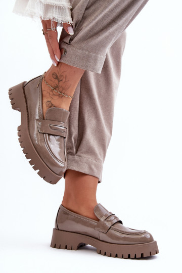lakleren schoenen Mocassins met brede hakken beige Jannah 2