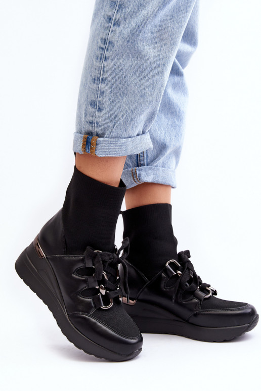 Laarzen met een sokachtige zool in de zwarte kleur Helladina