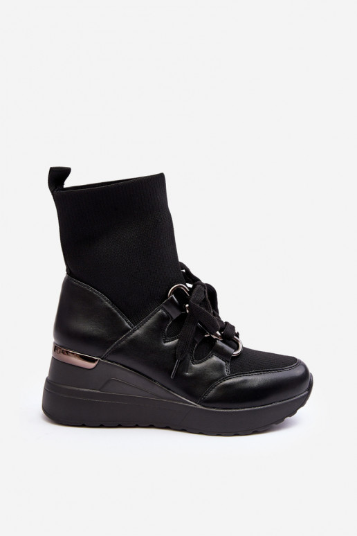 Laarzen met een sokachtige zool in de zwarte kleur Helladina