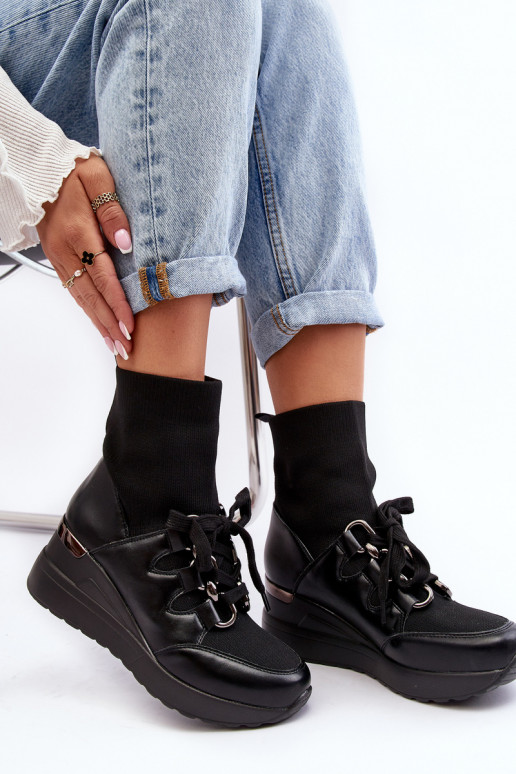 Laarzen met een sokachtige zool in de zwarte kleur Helladina