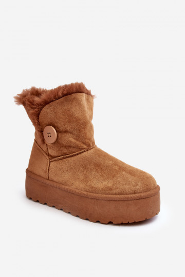 snowboots met bontplatform in bruin Wikasem