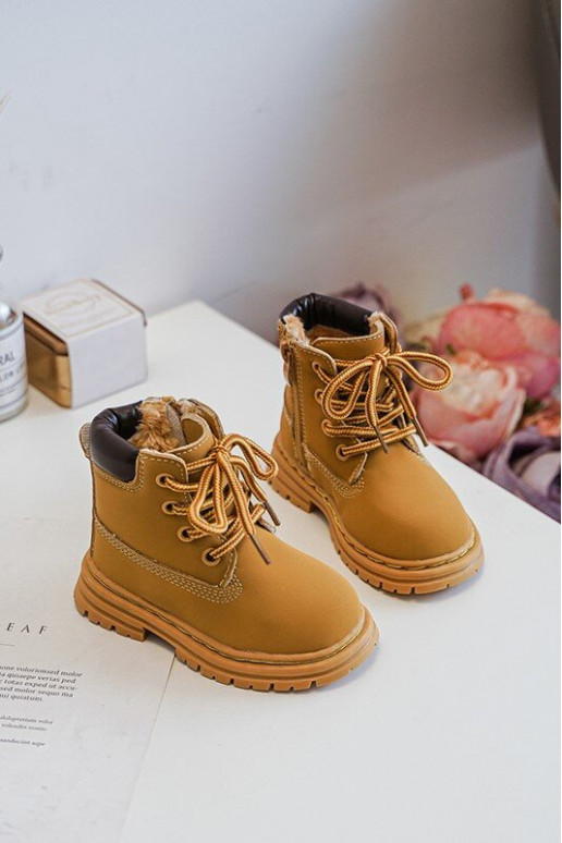 Kinderlaarzen met ritsen bruine kleur Bansi Kinderlaarzen met ritsen bruine kleur Bansi