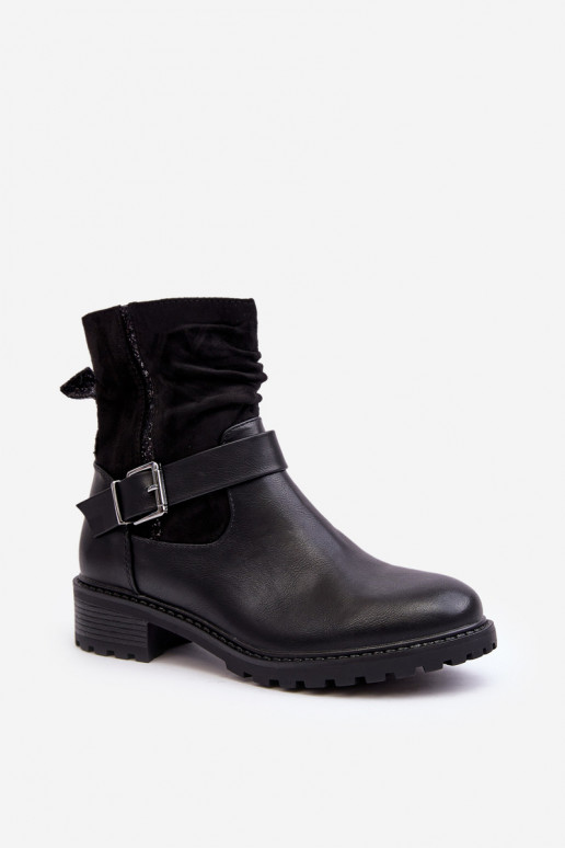 Laarzen met brede hakken met gespen in de kleur zwart Cillolis Laarzen met brede hakken met gespen in de kleur zwart Cillolis