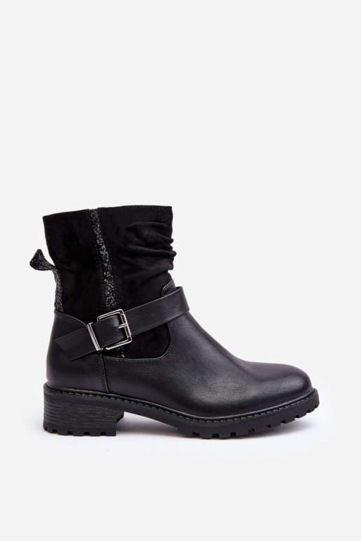 Laarzen met brede hakken met gespen in de kleur zwart Cillolis Laarzen met brede hakken met gespen in de kleur zwart Cillolis