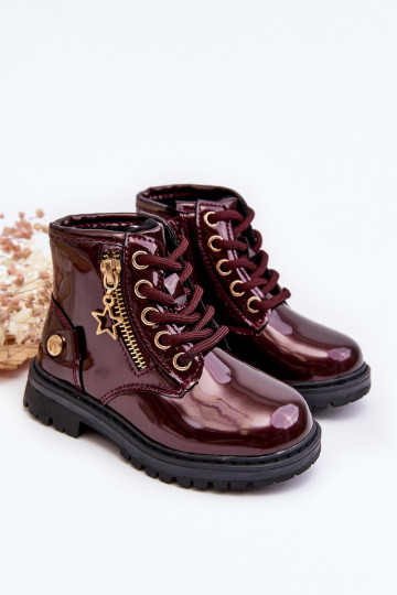 Kinderlaarzen met lakeffect met ritsen verwarmd bordeaux Felori 2